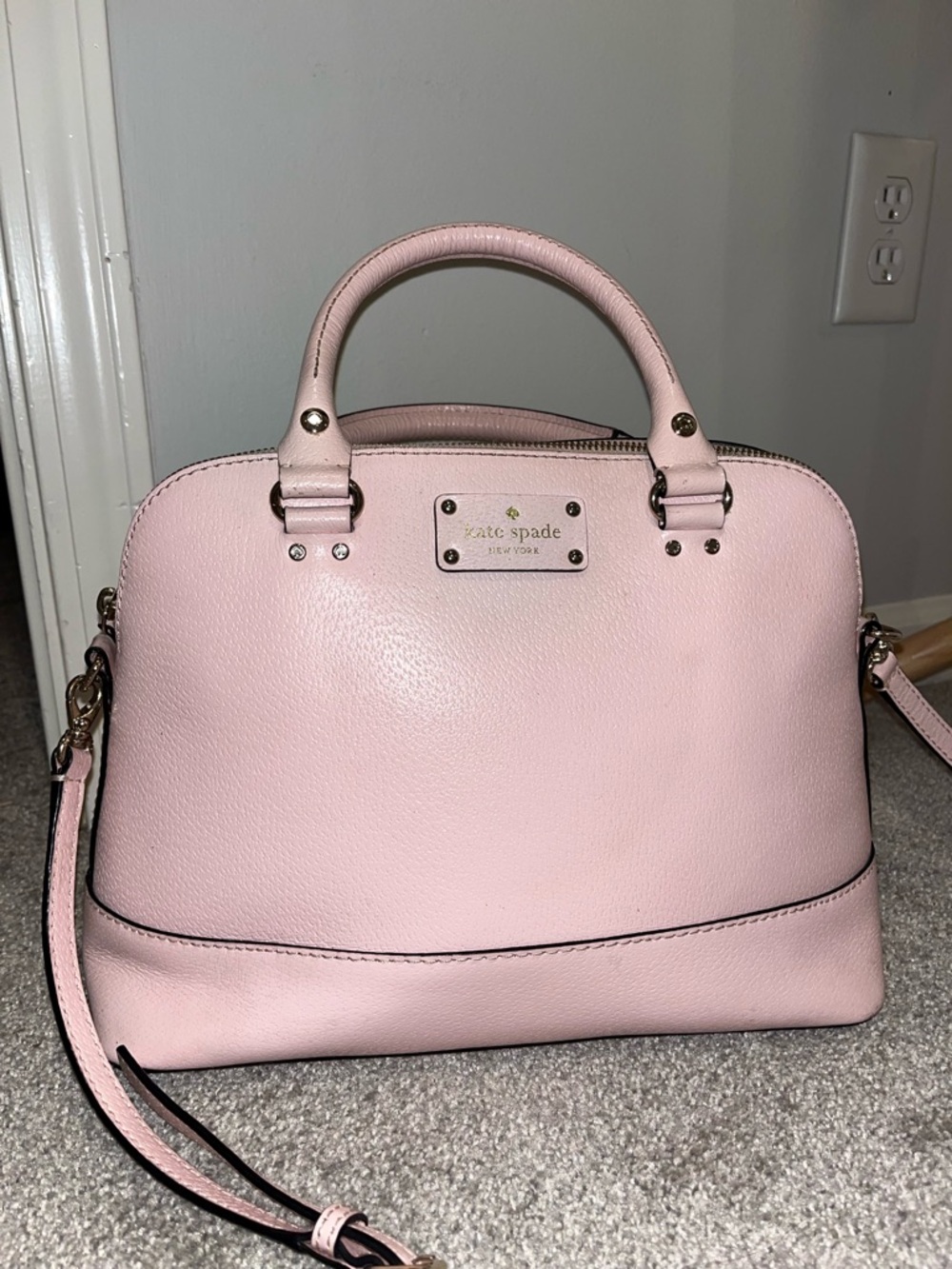 kate spade pale pink dome satchel with detachable strap